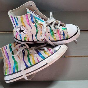 Chuck Taylor Converse All Star Zebra Foil Girls 3 Sneaker High Top